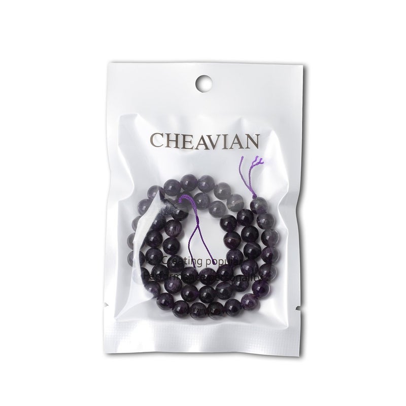 CHEAVIAN 45PCS 8mm Natural Amethyst Gemstone Round Loose Beads Crystal Energy Stone Healing Power for Jewelry Making 1 Strand 15" - Image 5
